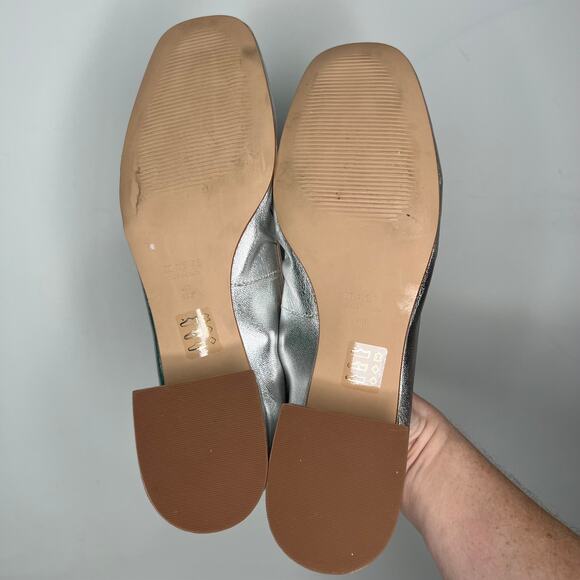 Maeve Anthropologie Silver Crystal Bow Ballet Heels Size 9 - Picture 6 of 9